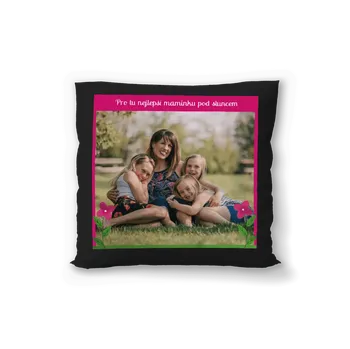 Polštář Černý polštář s vlastní fotografií.Motiv pro maminku s vlastní fotografií.