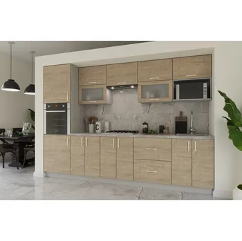 Kuchyňská linka Kuchyně Manzano 300 saténový dub přímořský