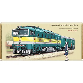 Čokoláda Čokoláda RETRO 100 g vlak Motorová lokomotiva řady 753 „Brejlovec“ hořká (Belgická čokoláda - 53 % obsah kakaa)