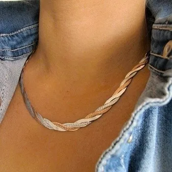 Náhrdelník Luxusní dámský stříbrný náhrdelník 6mm 13,50g Bicolour 45cm Stříbro 925/1000