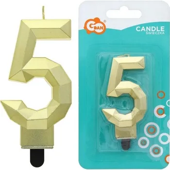 Dortová svíčka GoDan Dortová svíčka číslice Zlatý diamant číslo: 5