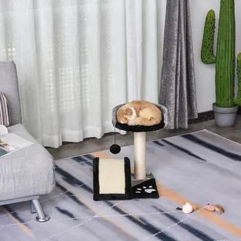 Škrabadlo pro kočky 35,5 x 37 x 46 cm | černo-šedé
