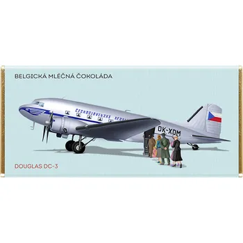 Čokoláda Čokoláda 100 g mléčná RETRO letadlo Douglas DC-3 (belgická mléčná čokoláda s 32% kakaavé sušiny)
