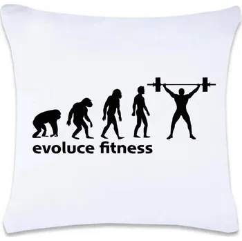 Dekorativní polštářek DOBRÝ TRIKO Polštář s potiskem Evoluce fitness 40 x 40 cm Oboustranný tisk: NE