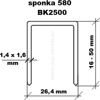 Hřebík Spona BK2532, 580/32, Haubold PN 2550A, BeA146/80, Prebena 4c-WS38