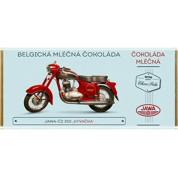 Čokoláda Čokoláda RETRO 100g motorka"JAWA 250 Kývačka" mléčná (Belgická mléčná čokoláda - 32% obsah kakaa)
