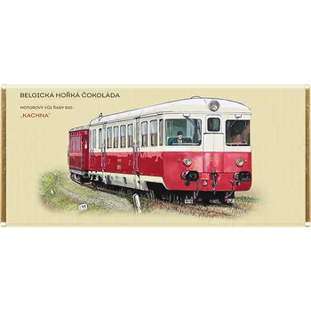 Čokoláda Čokoláda RETRO 100 g vlak Motorový vůz řady 820 „Kachna“ hořká (Belgická čokoláda - 53 % obsah kakaa)
