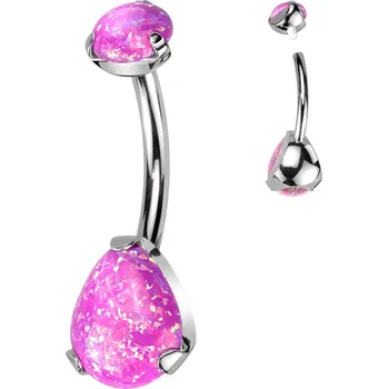 Piercing Šperky4U Piercing do pupíku - TITAN, opál - TIT1187-OP22