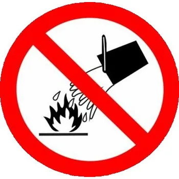 Značení Traiva s.r.o. Nehas vodou - SYMBOL Verze: Samolepka 92 x 92 mm tl. 0.1 mm - Kód: 01565