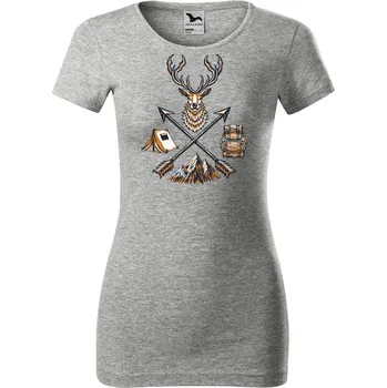 Dámské tričko DOBRÝ TRIKO Dámské tričko Jelen a šípy Velikost: S, Barva: Šedá