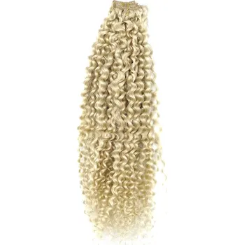 Příčesek Clip in kudrnaté vlasy 100% lidské REMY 50cm – platina