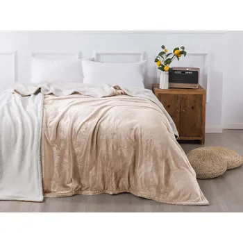 Dětská deka XPOSE® Dětská mikroplyšová deka Exclusive s beránkem - bílá káva 130x180 cm, Mikroplyš s beránkem + Prodloužená možnost vrácení zboží do 50 dnů