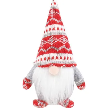 Vánoční dekorace Dekorační skřítek na postavení - v červené vánoční čepici se vzory