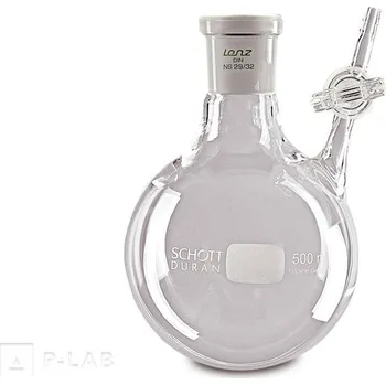 Laboratorní baňka Baňka Schlenkova kulatá se skleněným postranním kohoutem | DURAN® (Objem (ml): 100, NZ: 29/32, Balení (ks): 1)
