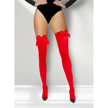 Dámské punčochy Punčochy - červené s červenou mašlí