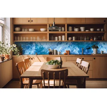 Fototapeta DIMEX | Fototapeta do kuchyně Modrý abstrakt KI-420-158| 420 x 60 cm | modrá, bílá + Samolepicí fototapeta za kuchyňskou linku DIMEX Modrý abstrakt v šíři 420 cm