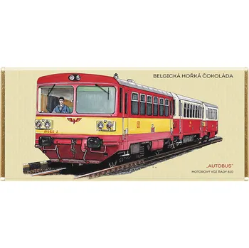 Čokoláda Čokoláda RETRO 100 g vlak "Motorový vůz řady 810 „Autobus“ " (Belgická čokoláda - 53 % obsah kakaa)
