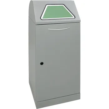 Odpadkový koš Oheň tlumící sběrná nádoba na suroviny, zinkovaná vnitřní nádoba, 75 litrů, šedý hliník