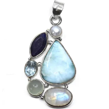 Přívěsek Stříbrný přívěsek larimar s půvabnými minerály Sloane