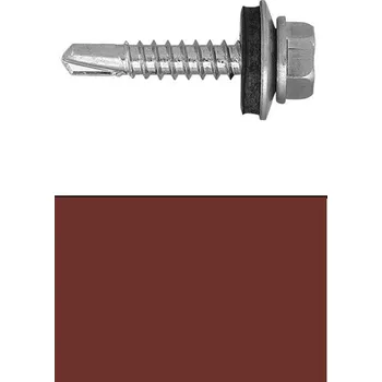 Šroub Šroub farmářský 4,8x20 samovrtný s podložkou EPDM, RAL3009, cihlově hnědá