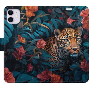 Pouzdro na mobilní telefon Flipové pouzdro iSaprio - Flower Jaguar 02 - iPhone 11
