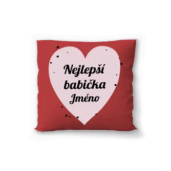 Polštář Červený polštář s vlastní fotografií. Motiv pro babičku s vlastní fotografií.