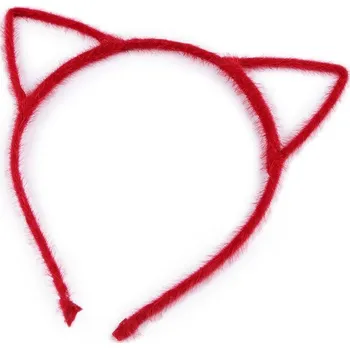 Čelenka Chlupatá čelenka do vlasů kočka - 3 červená
