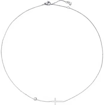 Náhrdelník Ocelový náhrdelník křížek se zirkonem Matheus