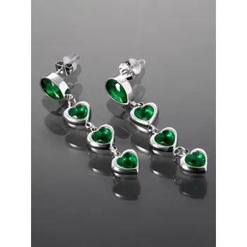 Náušnice Prosperk Ocelové náušnice se srdíčky v zelené barvě S4830