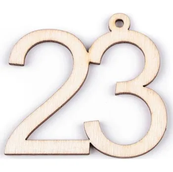 Dřevěná hračka Dřevěná narozeninová čísla se závěsem 10 kusů - 23 přírodní