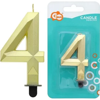 Dortová svíčka GoDan Dortová svíčka číslice Zlatý diamant číslo: 4