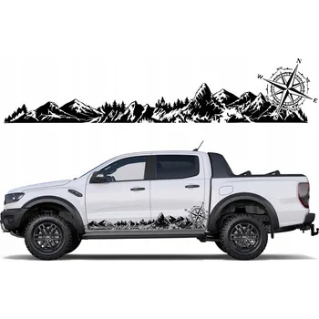 Samolepicí dekorace na vozidlo 2x SAMOLEPKA na auto HORY KOMPAS MOUNTAIN 40x190