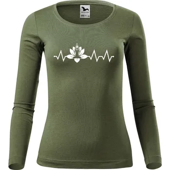 Dámské tričko DOBRÝ TRIKO Dámské bavlněné triko Tep jóga Velikost: XL, Barva: Khaki