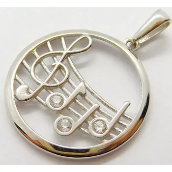 Přívěsek Klenoty Budín Dámský hudební zlatý přívěsek z bílého zlata se zirkony NOTY 585/1,36gr HK3199 (Klenoty Budín Dámský hudební zlatý přívěsek z bílého zlata se zirkony NOTY 585/1,36gr HK3199)