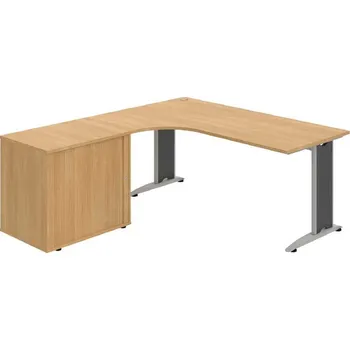 Kancelářský vozík HOBIS kancelářský stůl pracovní, sestava pravá - FE 1800 60 HR P, dub + doprava zdarma