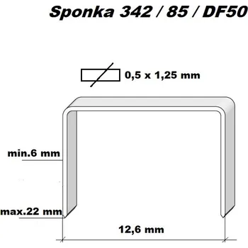 Spona do sešívačky Spona 85/12mm, DuoFast typ 50/12, HT550, CS5000, Prebena typ D