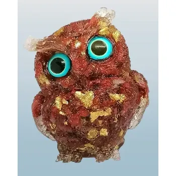 Sovička z pryskyřice a červeného jaspisu 6 cm