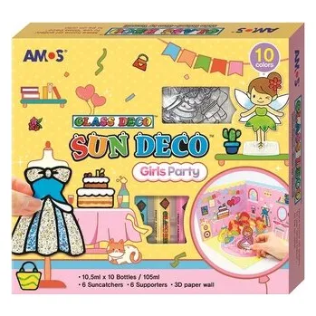 Speciální výtvarná barva Barvy na sklo sada 10 barev 10,5 ml + 6 sklíček DÍVČÍ PÁRTY, 3D KULISY