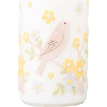 Svíčka Svíčka válec aplikace ptáček, 60x110 mm 270 gram