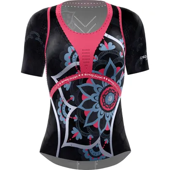 Dámské tričko Crazy běžecké tričko Voltage - dámské - černá/červená mandala Velikost: XS