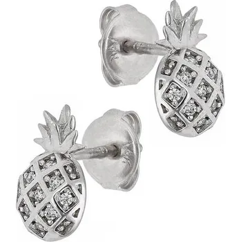 Náušnice Zlaton Náušnice bílé zlato ananas s kamenem 1.55g 001202209222