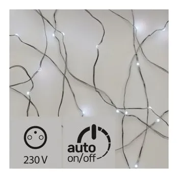 Vánoční dekorace LED vánoční nano řetěz stříbrný, 10m, venkovní, stud.b.,čas.