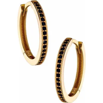 Náušnice Zlaton Náušnice kruhy žluté zlato s černými kameny 2.95g 000790905240