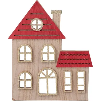 Vánoční dekorace Dekorace domeček 15,5x2x18 cm dřevo přírodní