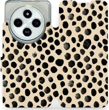 Pouzdro na mobilní telefon Flipové pouzdro Mobiwear - Xiaomi Redmi 14C / Poco C75 - VA50S Černé puntíky (Knížkové flip pouzdro, obal, kryt na mobil Xiaomi Redmi 14C / Poco C75 - VA50S Černé puntíky, materiál Umělá kůže + TPU - ochrana 360°, stojánek, silikonová vanička, magnetické)