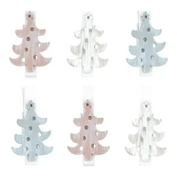 Vánoce Stromeček dřevěný na kolíčku 3,5 cm, 6 ks