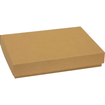Dárková krabice s víkem 300x200x50/40 mm, hnědá - kraftová, eko, přírodní barva