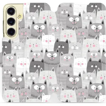 Flipové pouzdro Mobiwear - Samsung Galaxy S24 FE - M099P Kočičky (Knížkové flip pouzdro, obal, kryt na mobil Samsung Galaxy S24 FE - M099P Kočičky, materiál Umělá kůže + TPU - ochrana 360°, stojánek, silikonová vanička, magnetické zavírání)