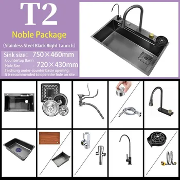 Nerezový dřez OEM Kitchen Sink - Multifunkční kuchyňský dřez z nerezové oceli Rozměry: 75x46cm-T2