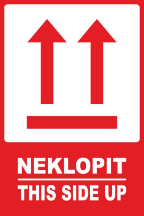 Výstražná papírová samolepicí etiketa NEKLOPIT 80x120, 500 ks